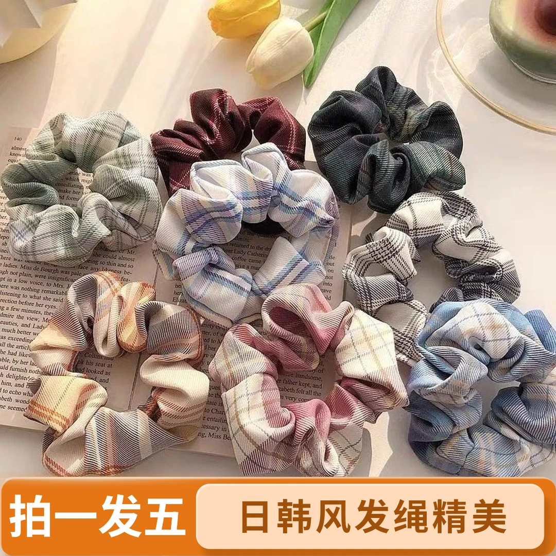 【拍一发五】日韩发绳学院风通用大肠发圈森系头绳复古纯色发饰少女