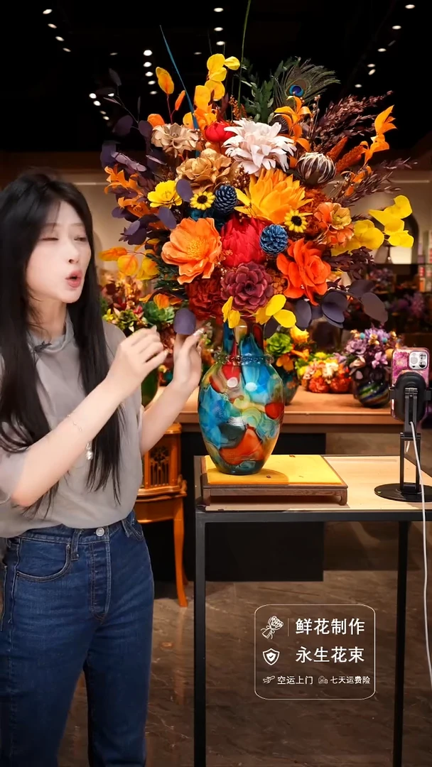 手工艺品琉璃手工花器花束空运包邮送货上门-以图片为准