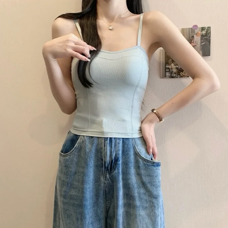 可调节肩带甜酷外穿内搭吊带背心裹胸女带胸垫修身设计感美背