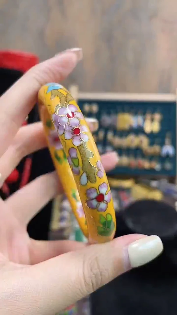 非遗手工景泰蓝镯子黄色