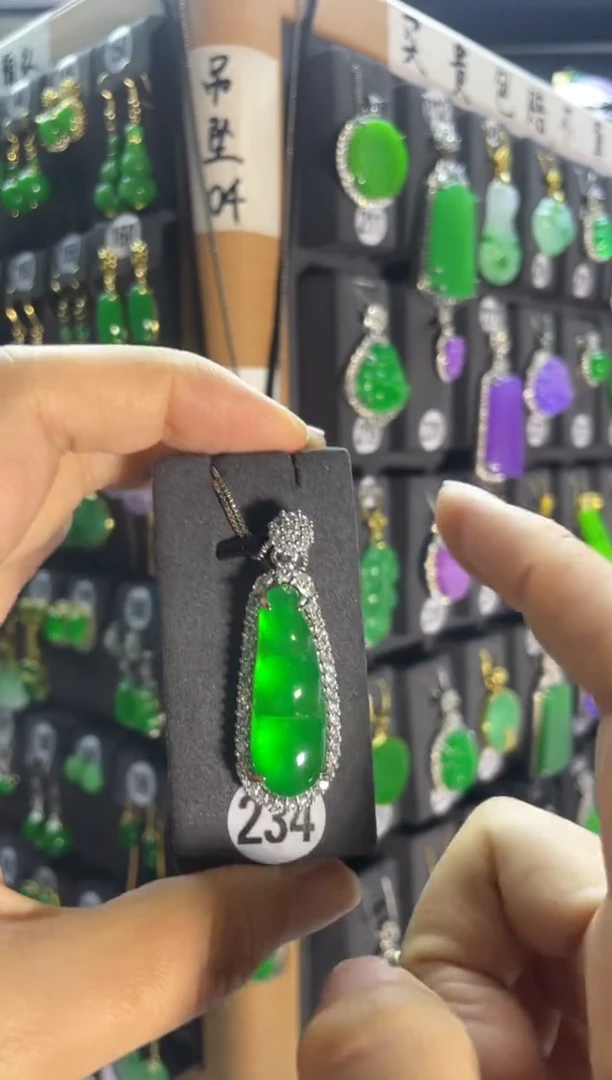 翡翠银S925镶嵌耳饰234..