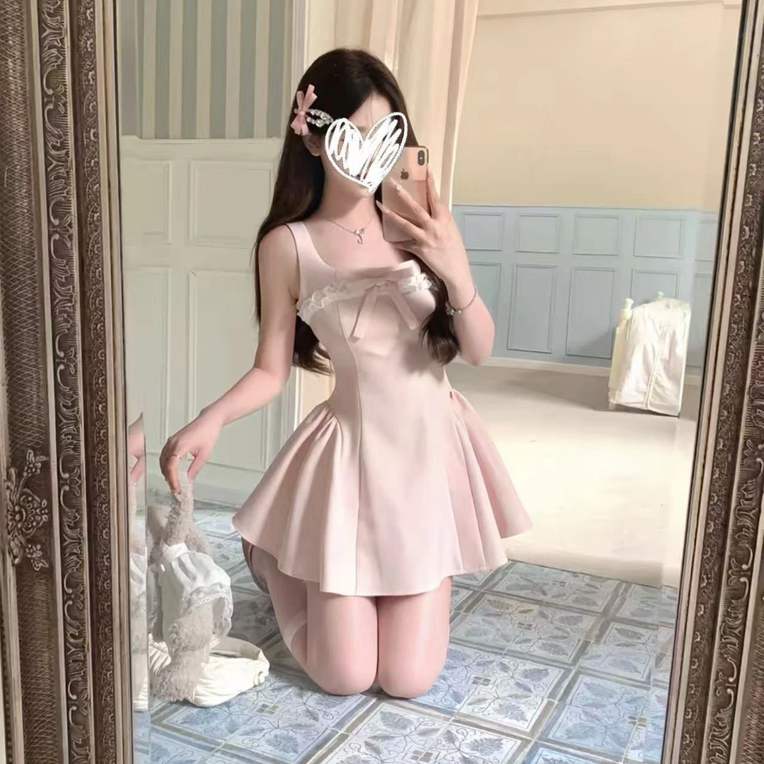 甜美公主花边连衣裙 少女收腰蓬蓬裙可爱裙子