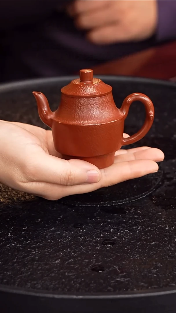 茶壶紫砂成进窑  宫灯74 朱泥锤纹 100毫升