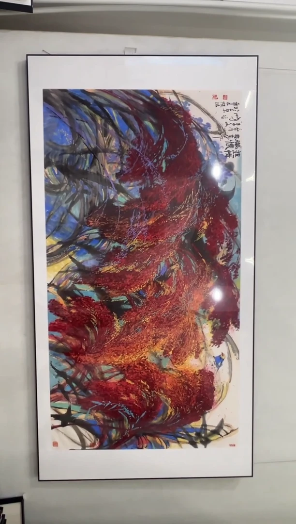 国画李子鹏-16平尺-红高粱作品-紫-红