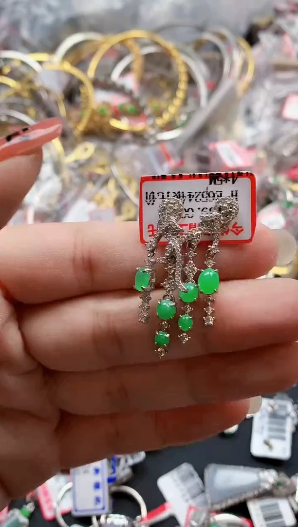 银S925镶嵌戒指翡翠天然A货缅甸翡翠