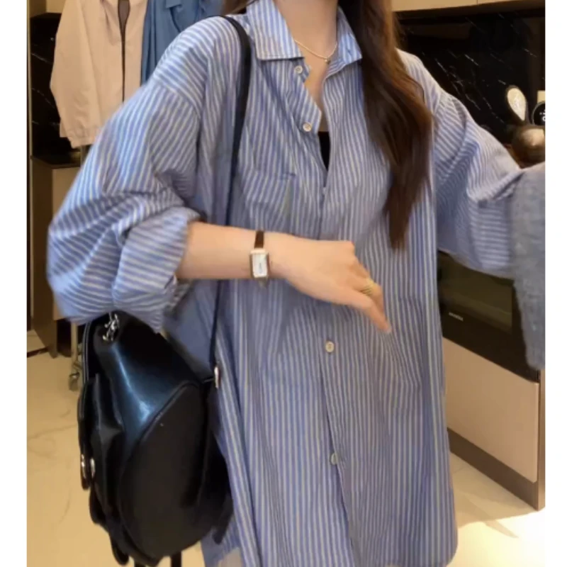 2025春季新款设计感条纹衬衫女宽松休闲上衣LK2501631