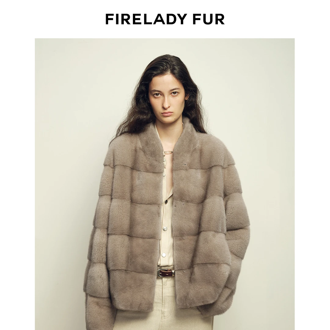 付智恩 千金貂 进口紫标貂皮大衣女横排脊子靠坎工艺水貂皮草外套