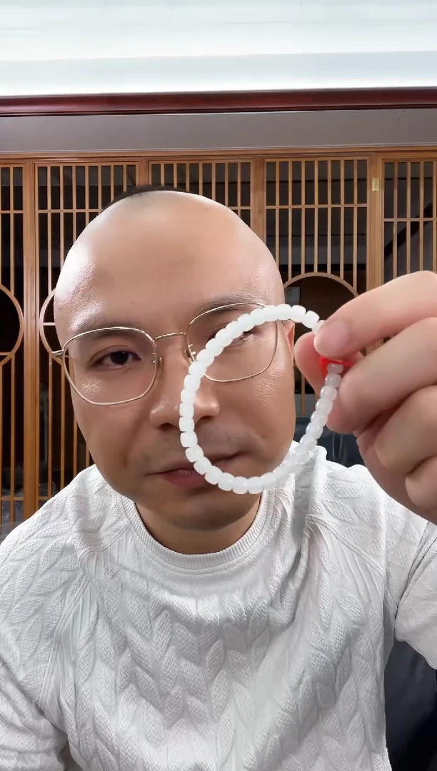 未镶嵌手串和田玉卡6若羌白玉 极限弧 多样性发一