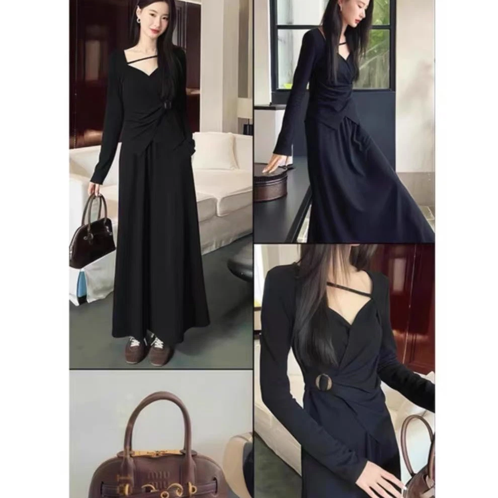 【李姑娘专属】大码女装5250设计感侧扣收腰修身打底➕半身裙两件套