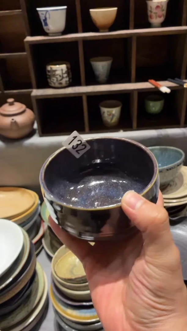 瓷片不**茶132紫色蛋壳小碗1个