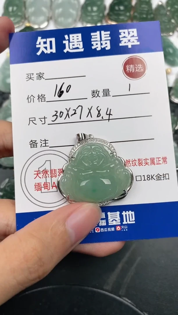 颈饰银S925镶嵌翡翠挂件