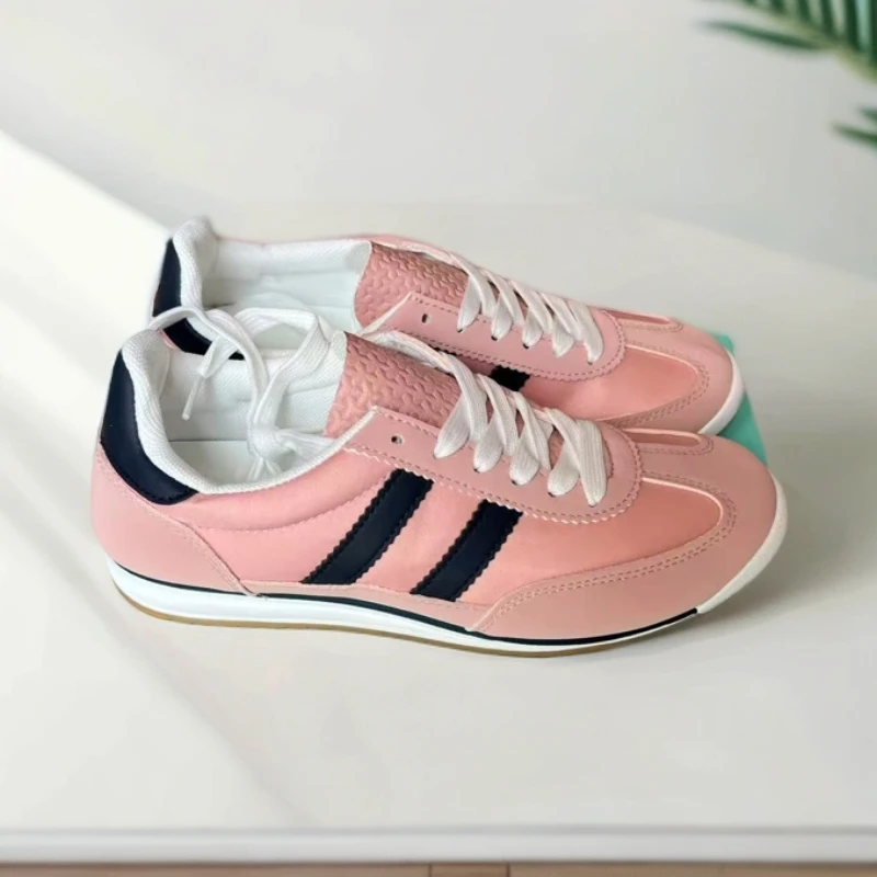 运动休闲女款夏季时尚休闲舒适低帮经典厚底粉色新版德训鞋