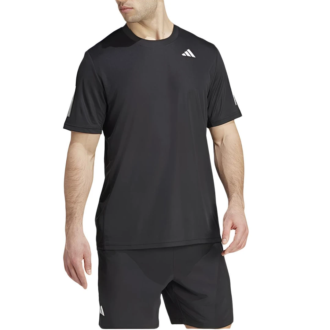 adidas阿迪达斯流光风男子黑色新款休闲网球运动训练T恤IS2296