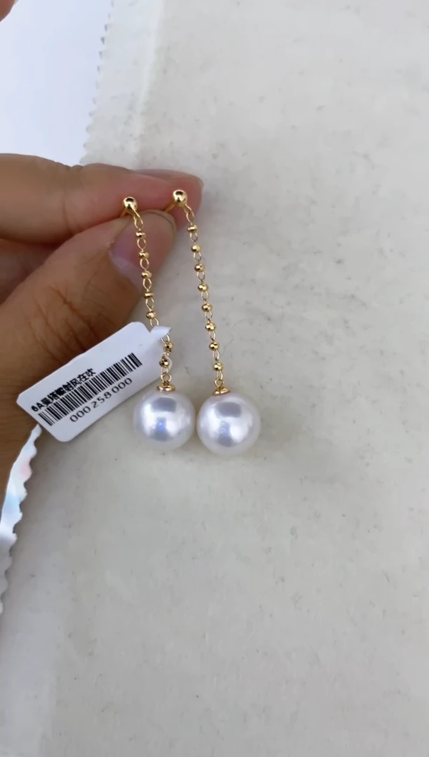 银S925镶嵌淡水珍珠耳饰耳线