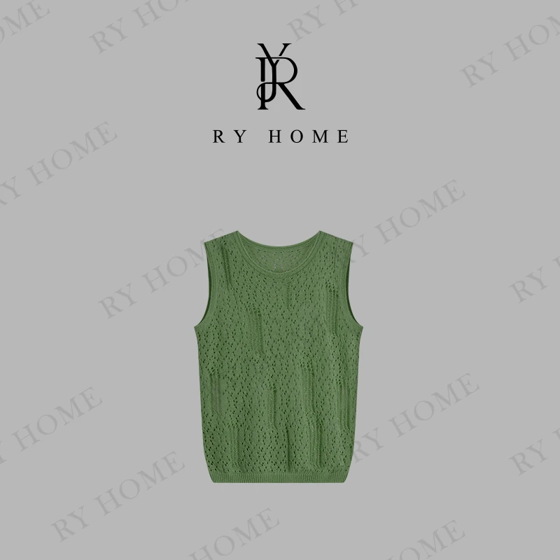 【容雨RYHOME】和纸砂＋镂空手工提花无袖针织衫252M2908