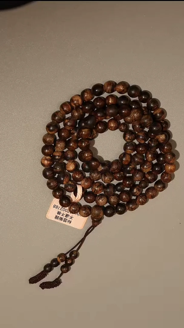 沉香手串文莱黑棋07多圈108颗沉水手串24.96克