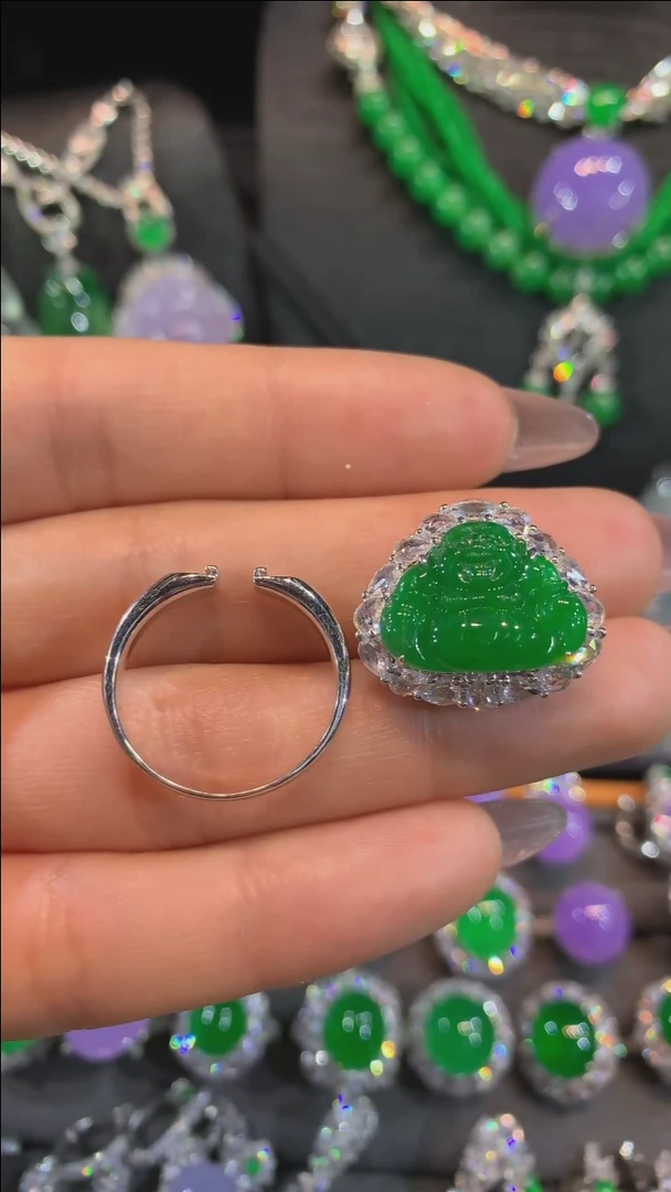 【闪购商品】翡翠戒指18K金镶嵌戒指