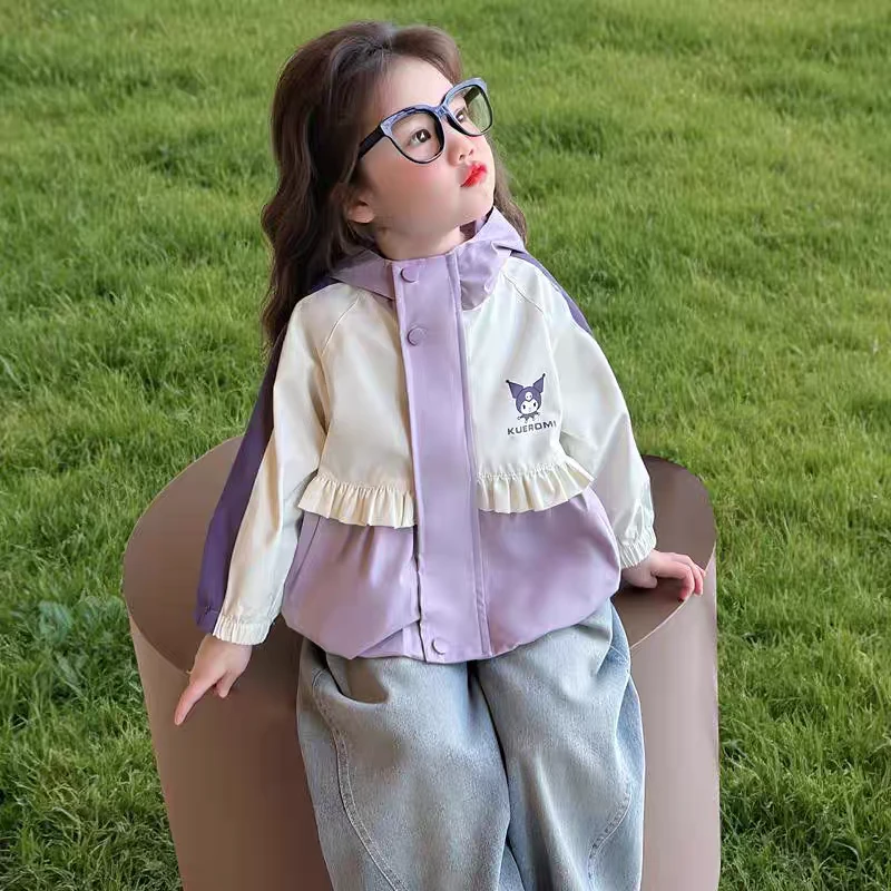 库洛米女童春装外套2025新款儿童冲锋衣春秋款洋气宝宝春秋款上衣