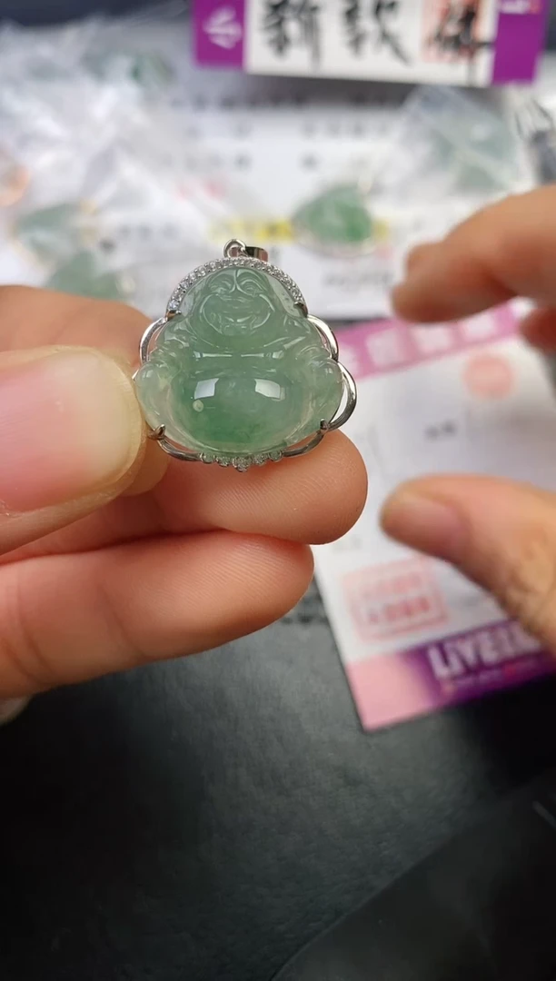 颈饰银S925镶嵌翡翠瑶*瑶挂件