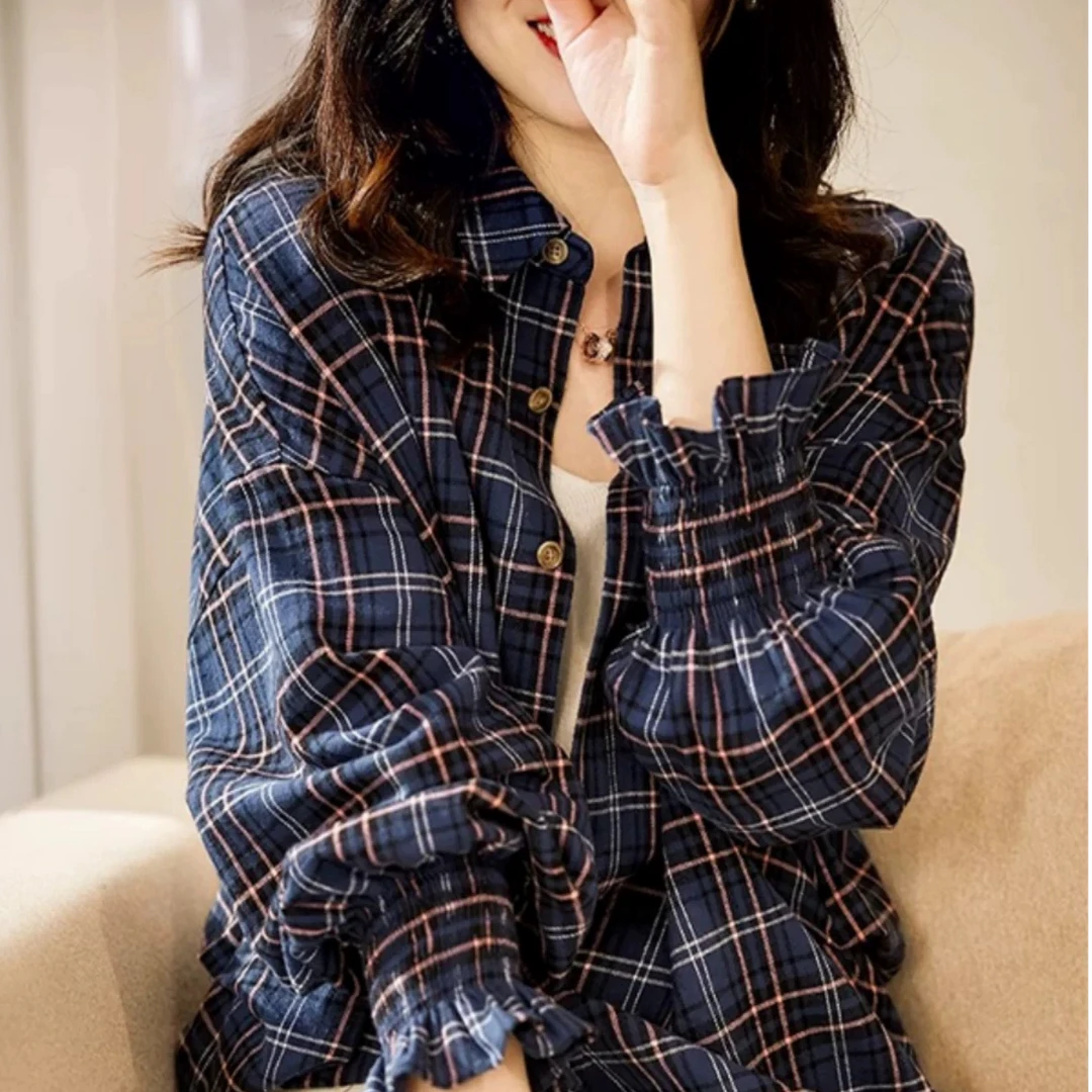 经典港风时尚百搭格子衬衫Xq6924