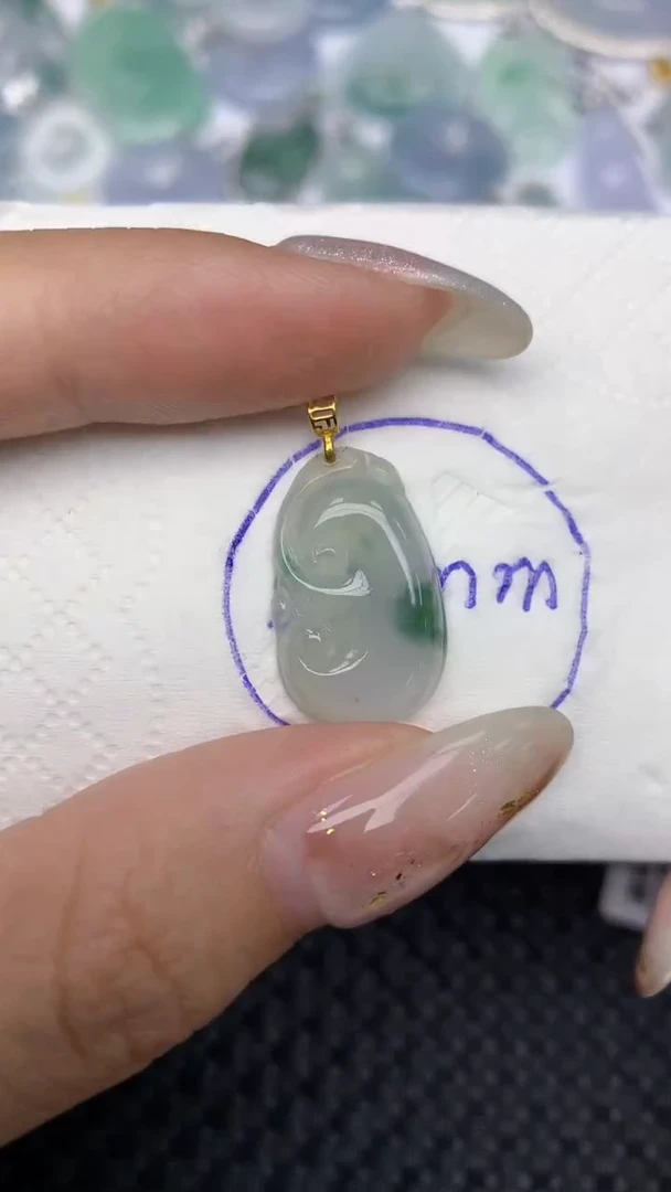 颈饰18K金镶嵌翡翠天然缅甸翡翠a货百元以上9元证书费自理