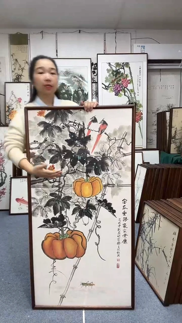国画尺寸63*123实木画框京东包邮手绘