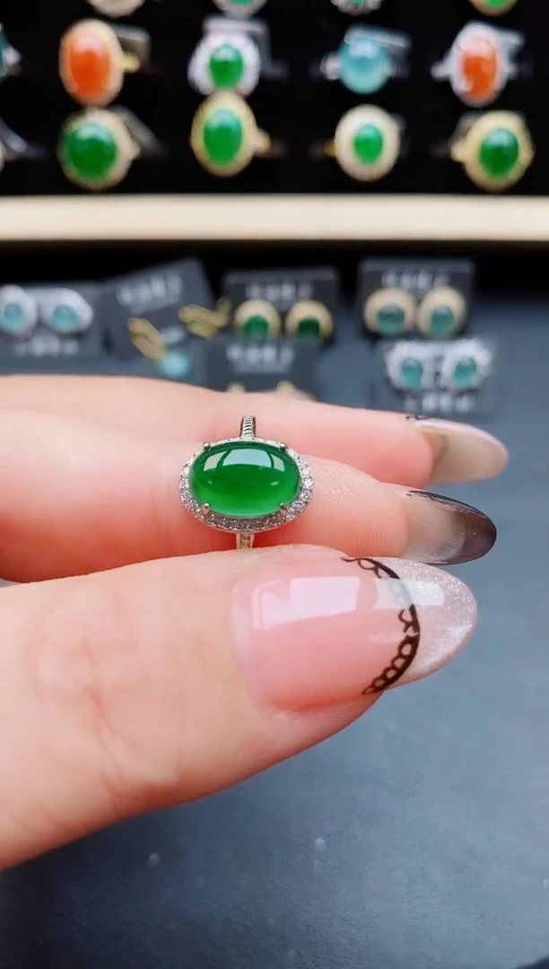 翡翠戒指银S925镶嵌50805058