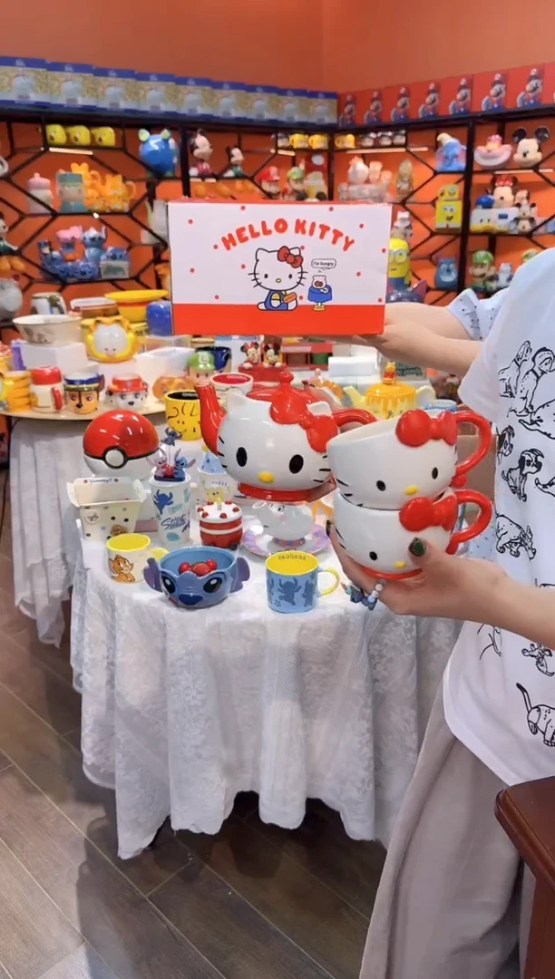 瓷片@@凯特猫一壶二杯（陶瓷）