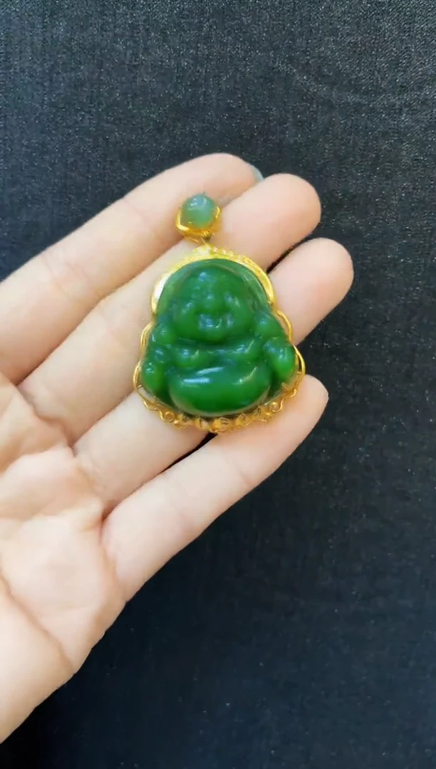 吊坠(赠链)18K金镶嵌和田玉多样性发一