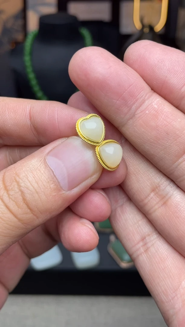 【闪购商品】和田玉耳饰银S925镶嵌f090耳饰