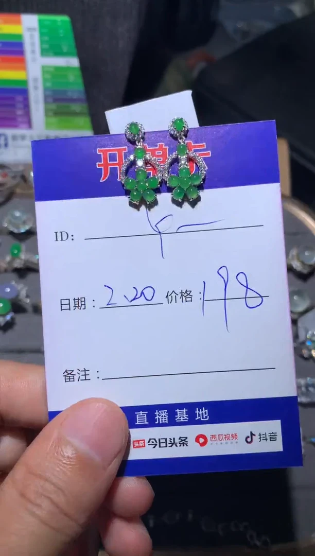 【闪购商品】翡翠耳饰银S925镶嵌定向 Y.m