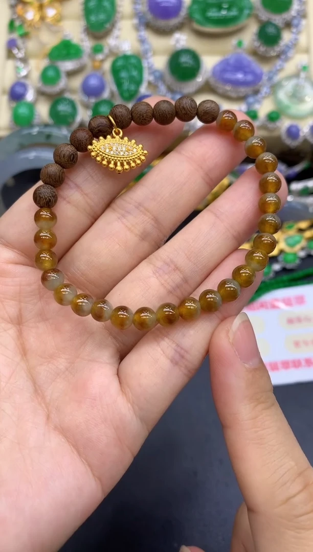 足金镶嵌手链翡翠153-中国好珍宝