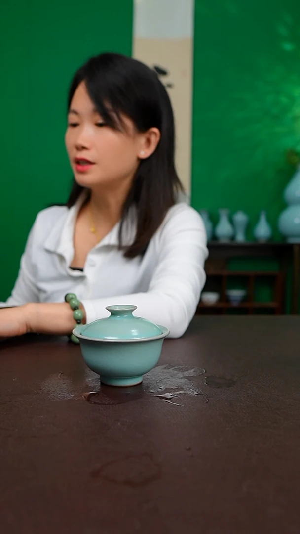 仿古二才压手盖碗不完美 简装