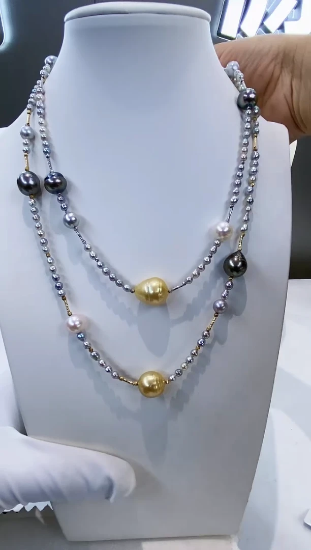 项链18K金镶嵌海水珍珠Y海水设计款项链多样性发一