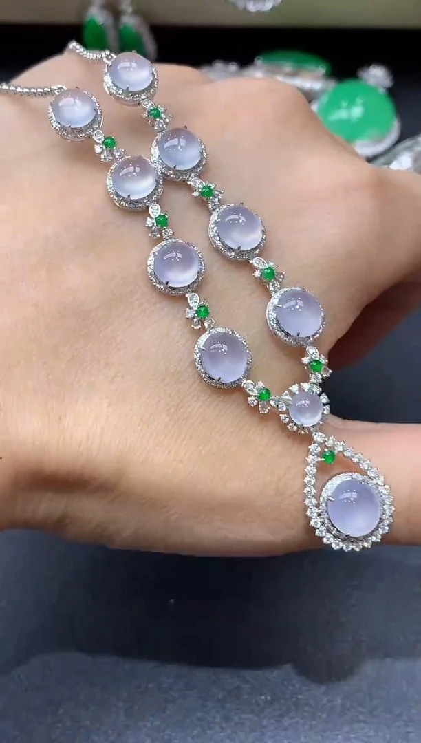 颈饰18K金镶嵌翡翠765-中国好珍宝