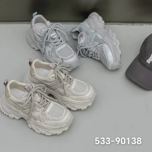 533-90138轩美诗早秋新款2025双网透气运动百搭轻便休闲老爹鞋女