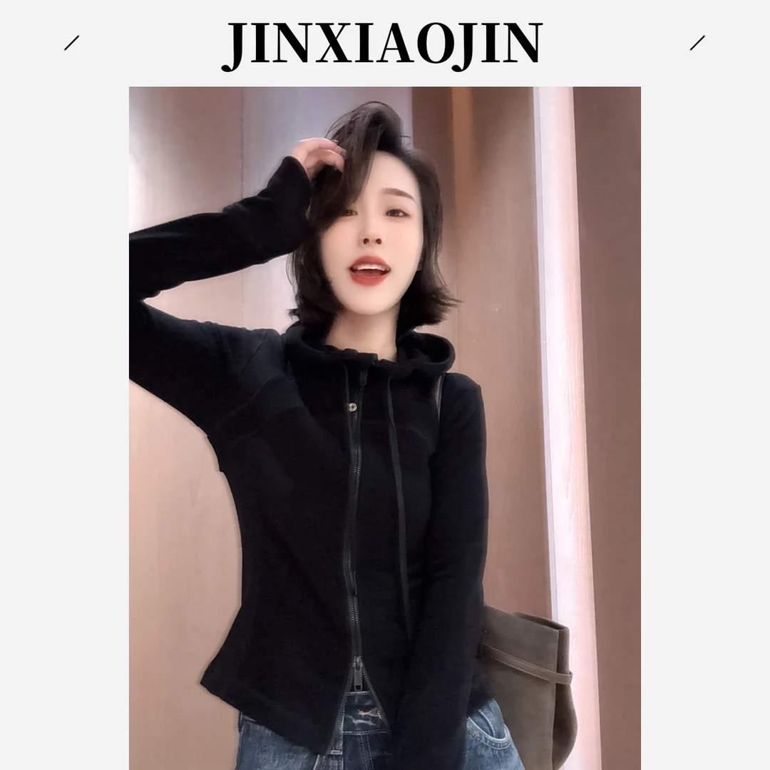 【JINXIAOJIN】秋冬新款洋气连帽显瘦德绒修身外套