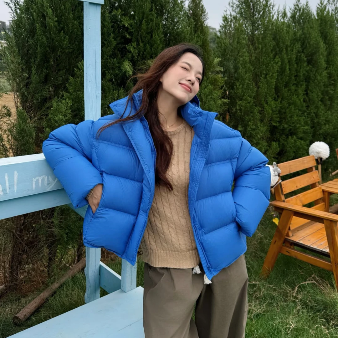 波波同款90鸭绒2025冬季新款韩系小个子短款连帽羽绒服