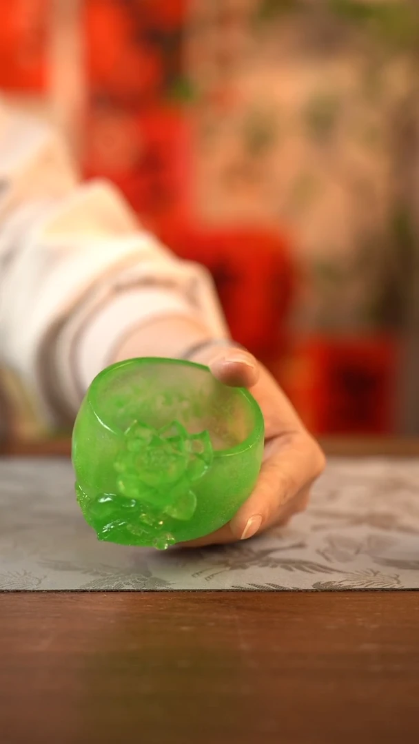 【闪购商品】7号闪购粉彩琉璃·妙手生莲茶杯绿色