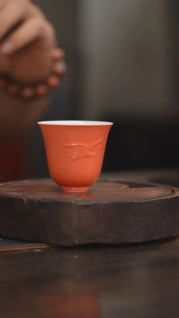 【闪购商品】杯15柴房陶瓷柴烧 仙鹤杯