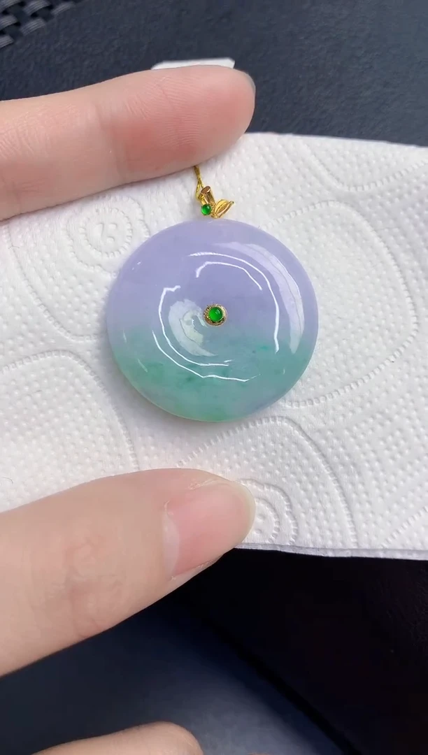 颈饰18K金镶嵌翡翠天然翡翠缅甸A货