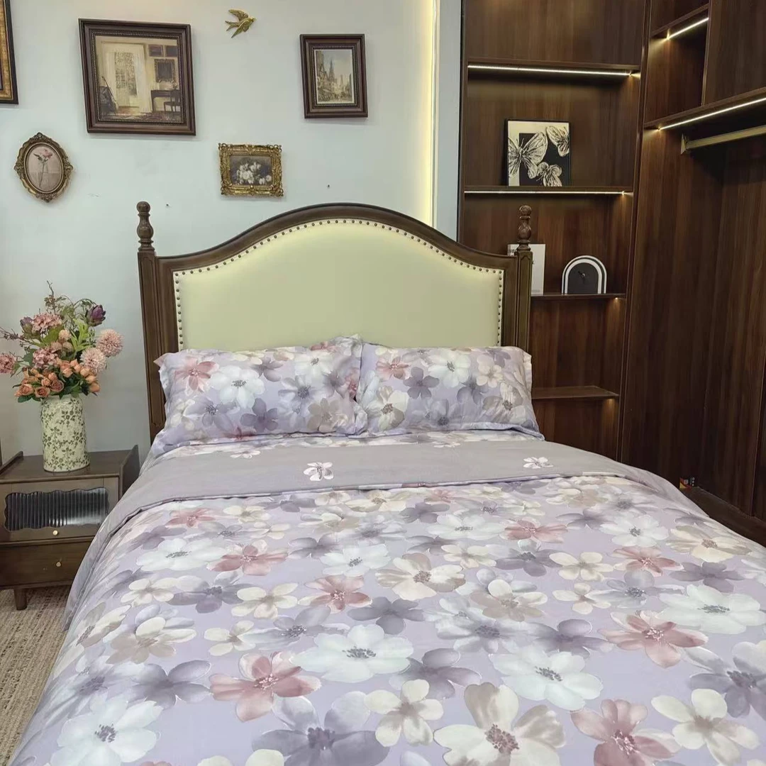 （紫韵飞花）璐总甄选-高端数码印花加厚加密单人双人斜纹被套