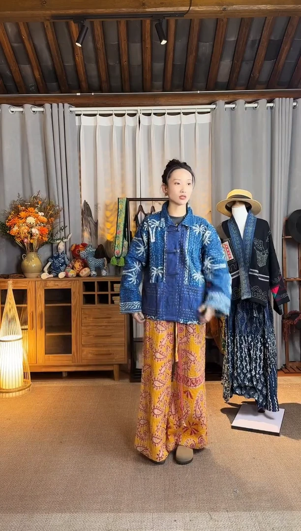 【闪购商品】设计师款黄古布阔腿裤