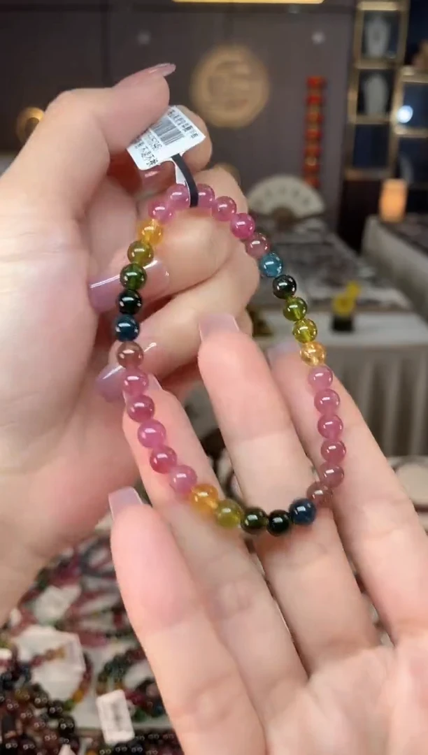 未镶嵌老矿碧玺彩虹单圈手5mm+碧玺hon多样性发货一条