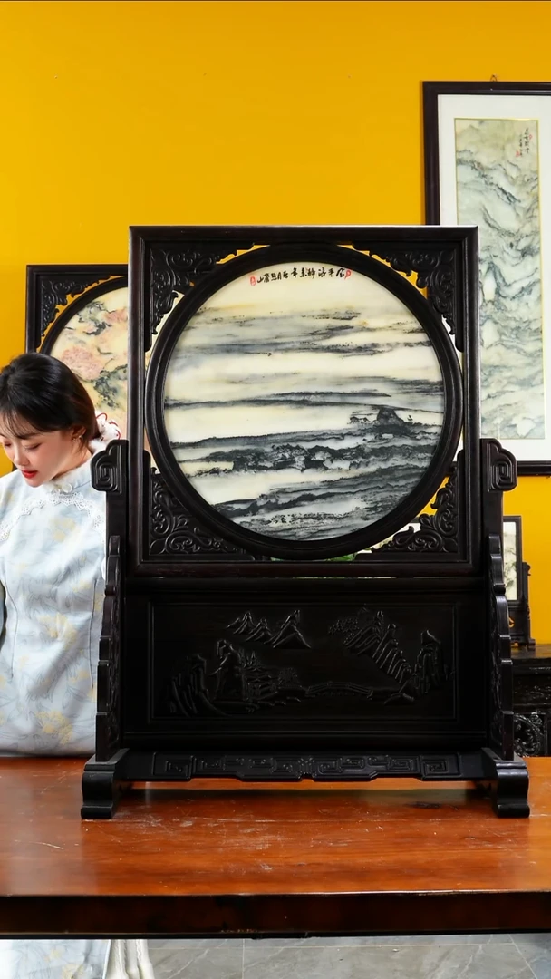 石材天然大理石画摆件