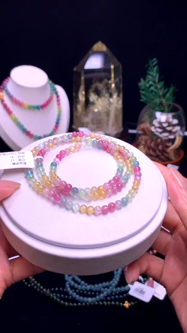 手链未镶嵌碧玺【梦源珠宝】4m+天然碧玺多圈手链