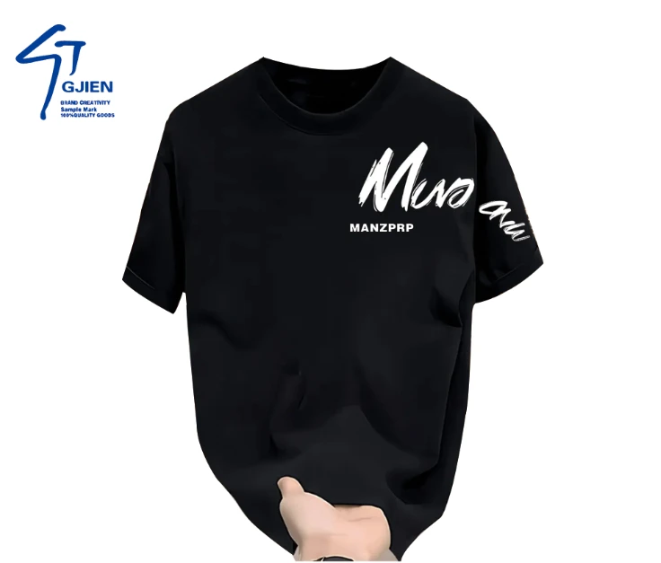 GJIEN痞帅潮流休闲印花夏季百搭上衣纯棉美式圆领男士短袖T恤001