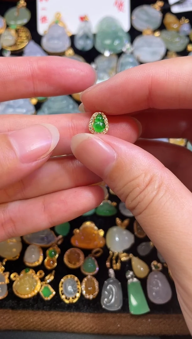 吊坠(不含链)银S925镶嵌翡翠天然A货翡翠