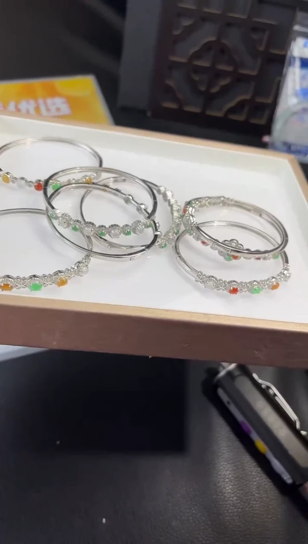 银S925镶嵌挂件翡翠多样性发一件