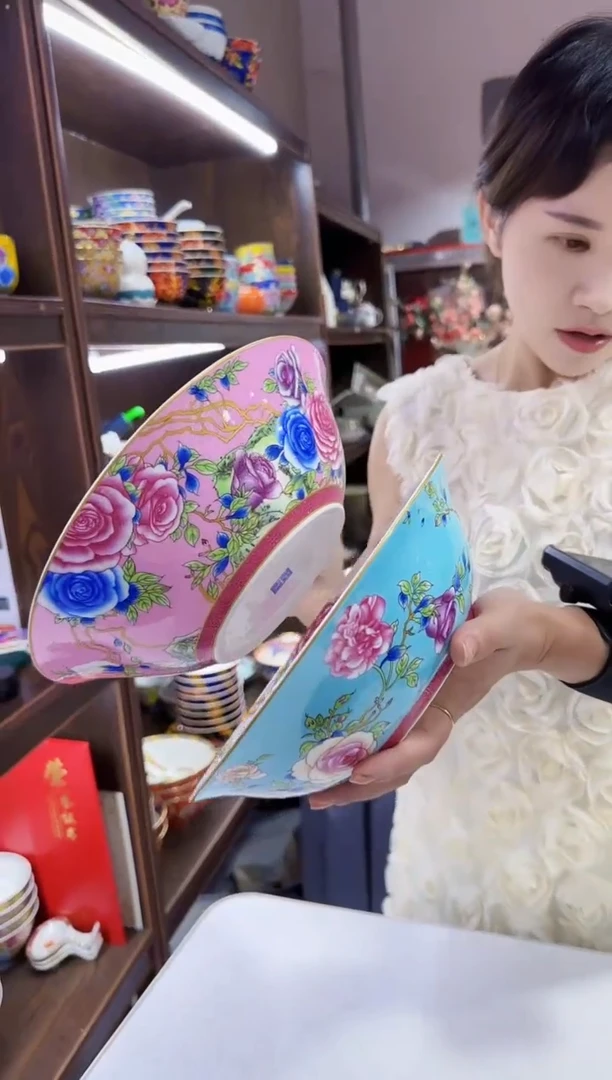 珐琅 9英寸汤碗2个景德镇陶瓷